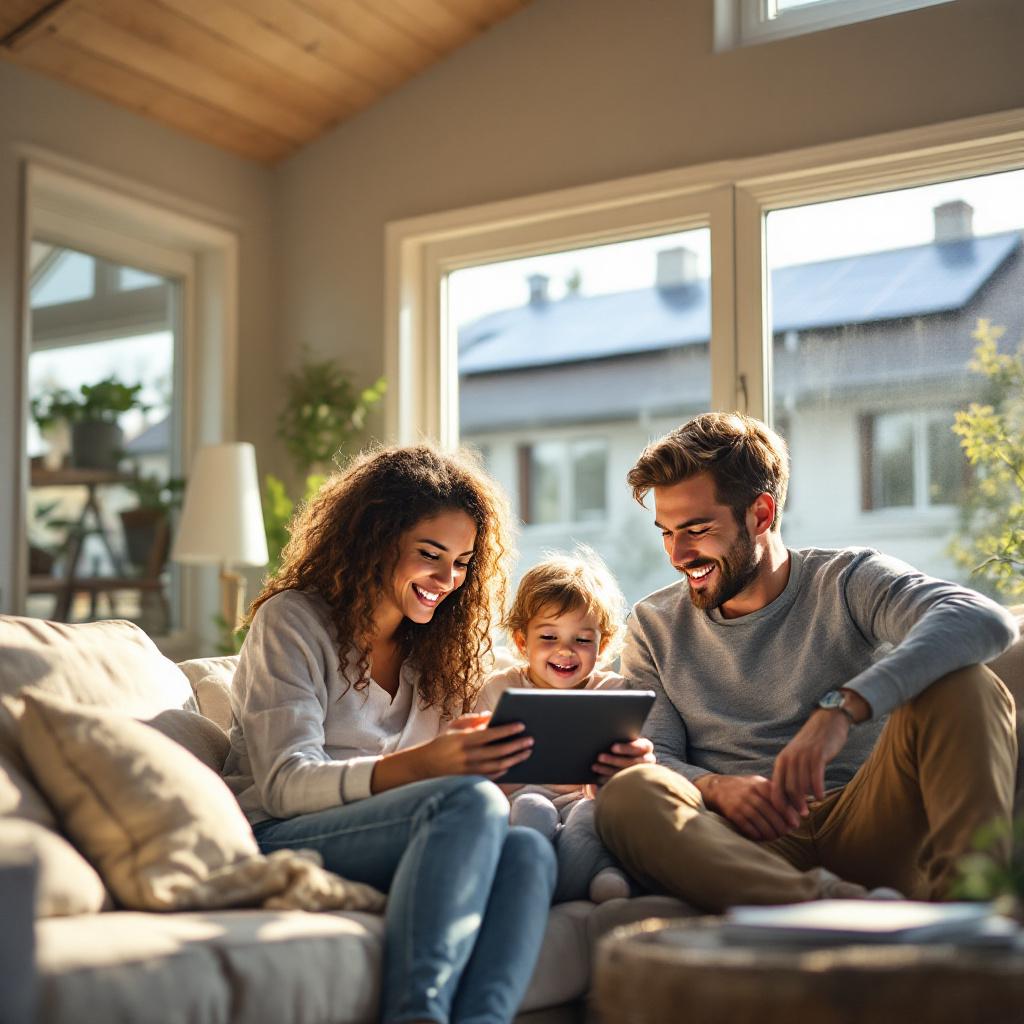 Happy New Zealand family enjoying solar energy savings