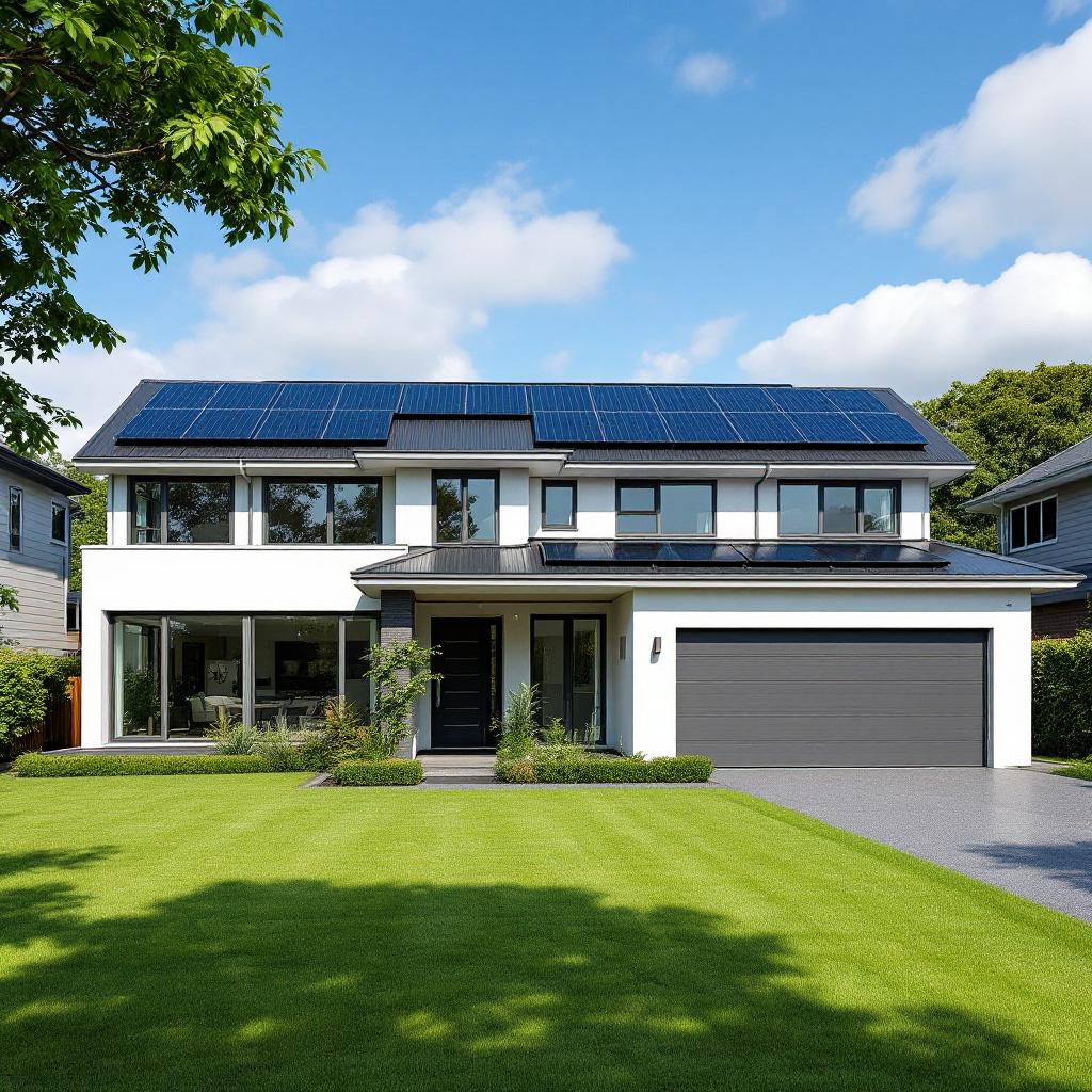Completed North Shore new build with integrated solar panels