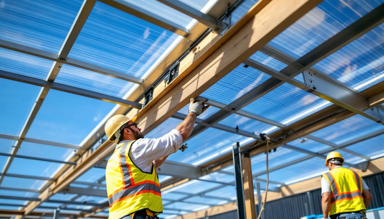 NZ solar carport steel frame installation with mounting brackets