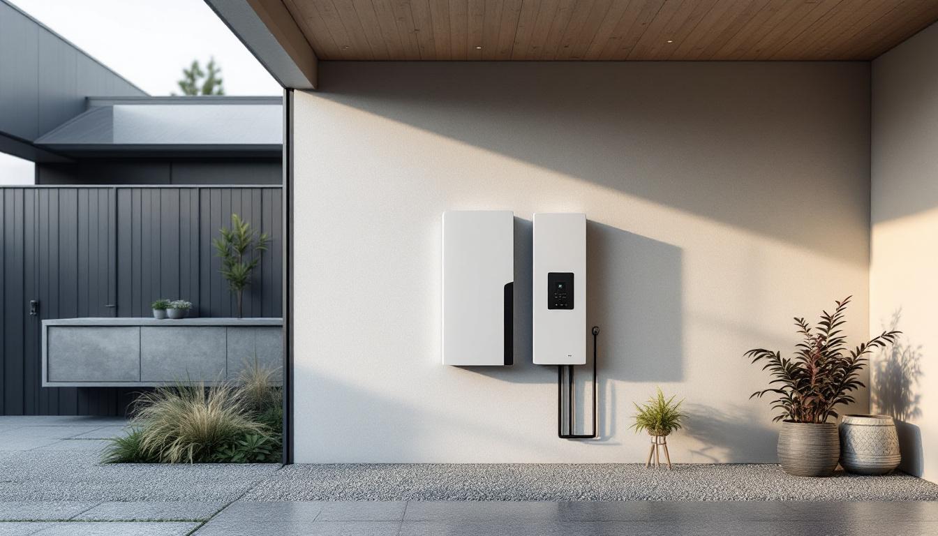 Modern home solar battery storage unit installed in a NZ garage